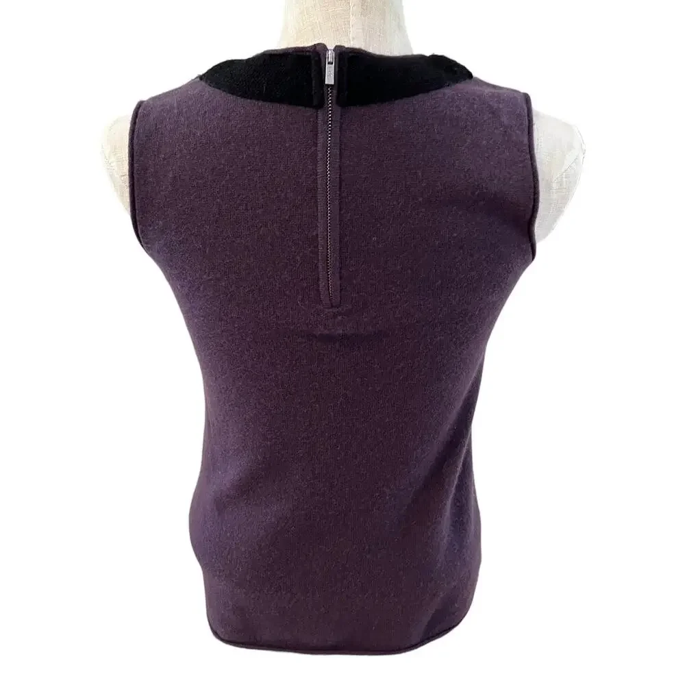 Tory Burch cashmere sweater vest plum Embellished neckline M